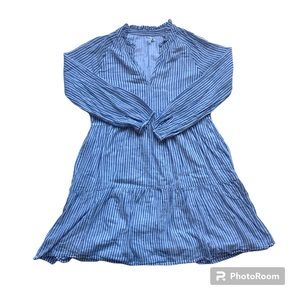 Sundry Striped Tiered Dress, women’s 2 xs/s, blue and white pinstripe, ruffled